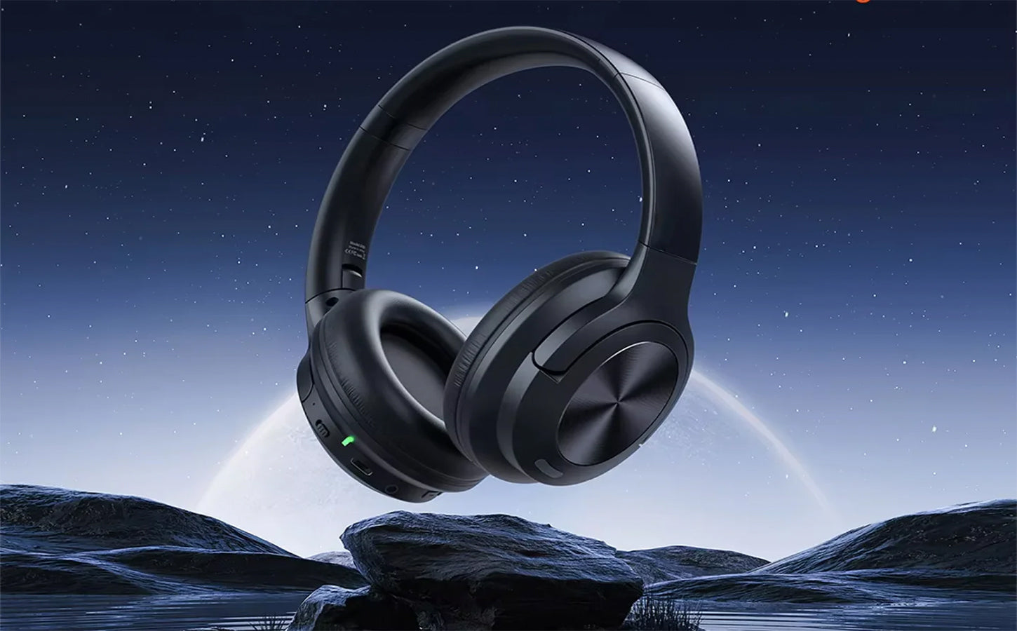 EchoNova Headphones against scenic background, perfect for outdoor use