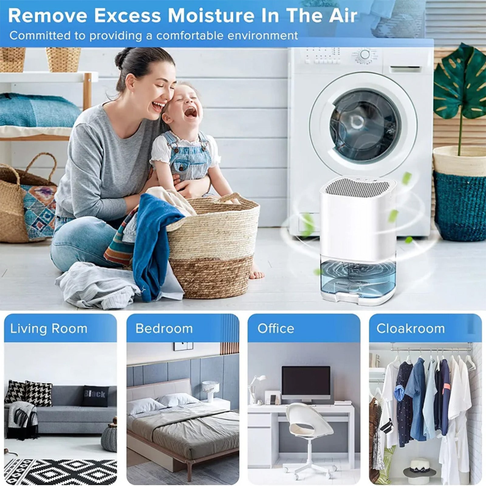 DryZone Dehumidifier operating quietly on bedside table