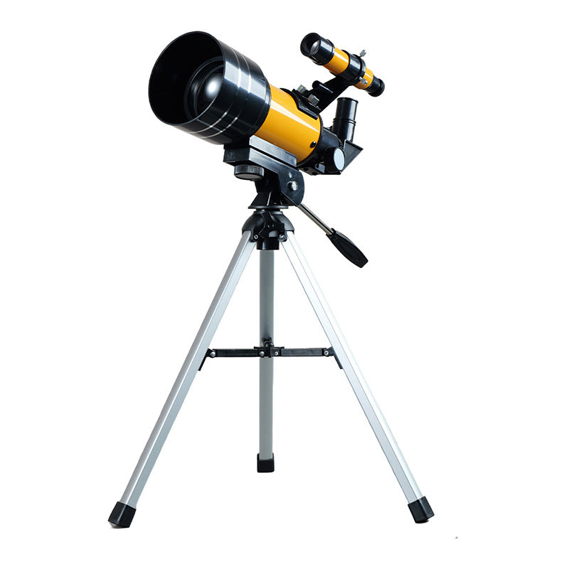 Young astronomer looking through StarVista Optics telescope