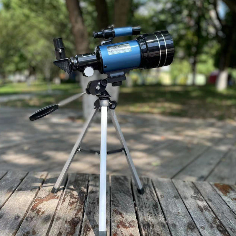 Close-up of StarVista Optics telescope lens and focuser